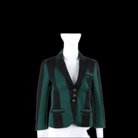 GUCCI Spring 2009 Green & Black Striped Prep Blazer - Picture 9 of 15